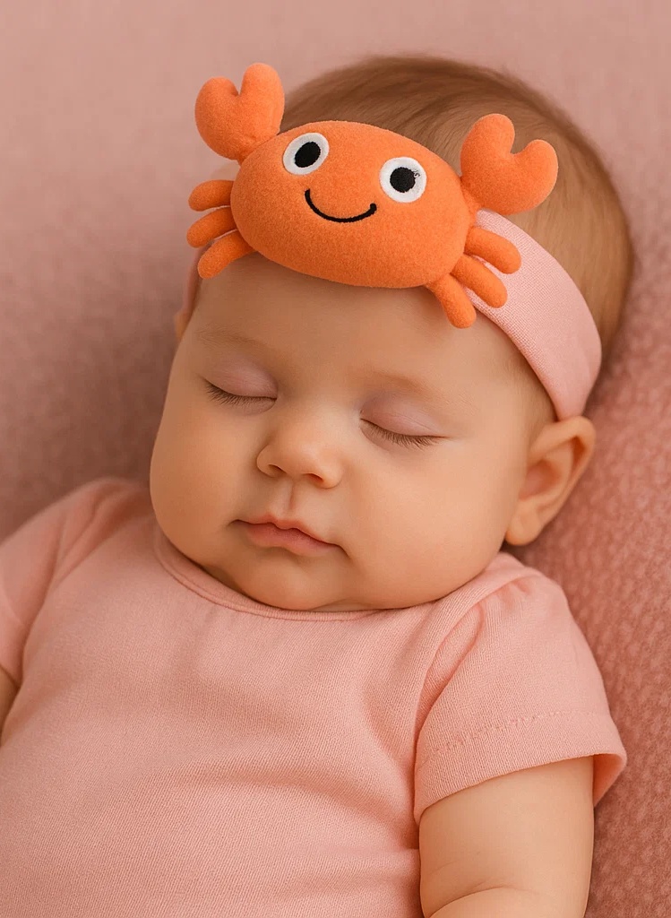 Bandeau en peluche signe Cancer pour bébé – Bandeau doux avec personnage crabe du zodiaque mignon pour nouveau-nés et tout-petits