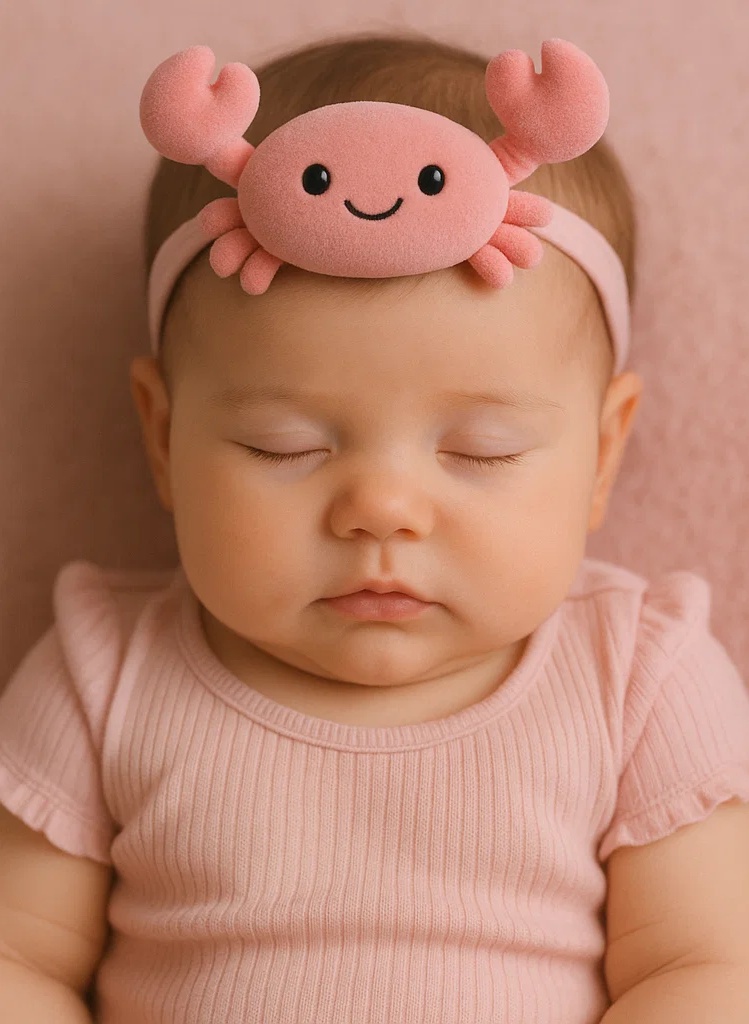 Cinta de pelo de peluche de Cáncer para bebé – Diadema suave con personaje adorable de cangrejo del horóscopo para recién nacidos y niños pequeños