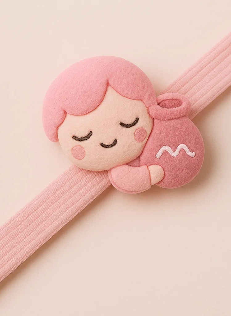 Aquarius Zodiac Plush Baby Headband – Cute Horoscope Water Bearer Character Soft Hairband for Newborns & Toddlers