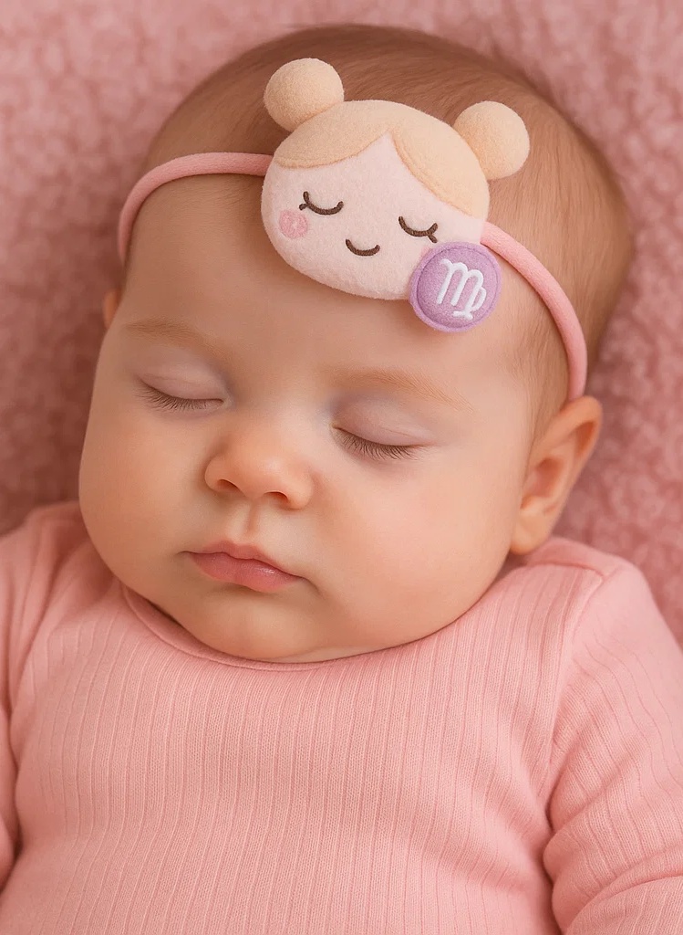 Virgo Zodiac Plush Baby Headband – Cute Horoscope Maiden Character Soft Hairband for Newborns & Toddlers