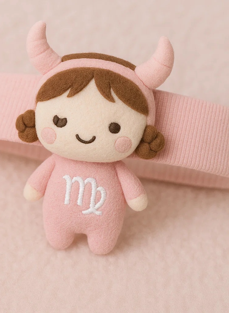 Taurus Zodiac Plush Baby Headband – Cute Horoscope Bull Character Soft Hairband for Newborns & Toddlers