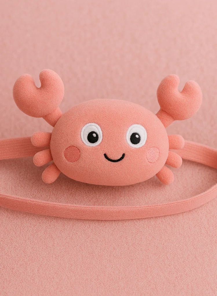 かに座のぬいぐるみベビーヘアバンド – 新生児と幼児のためのかわいい星座カニキャラクターのソフトヘアバンド