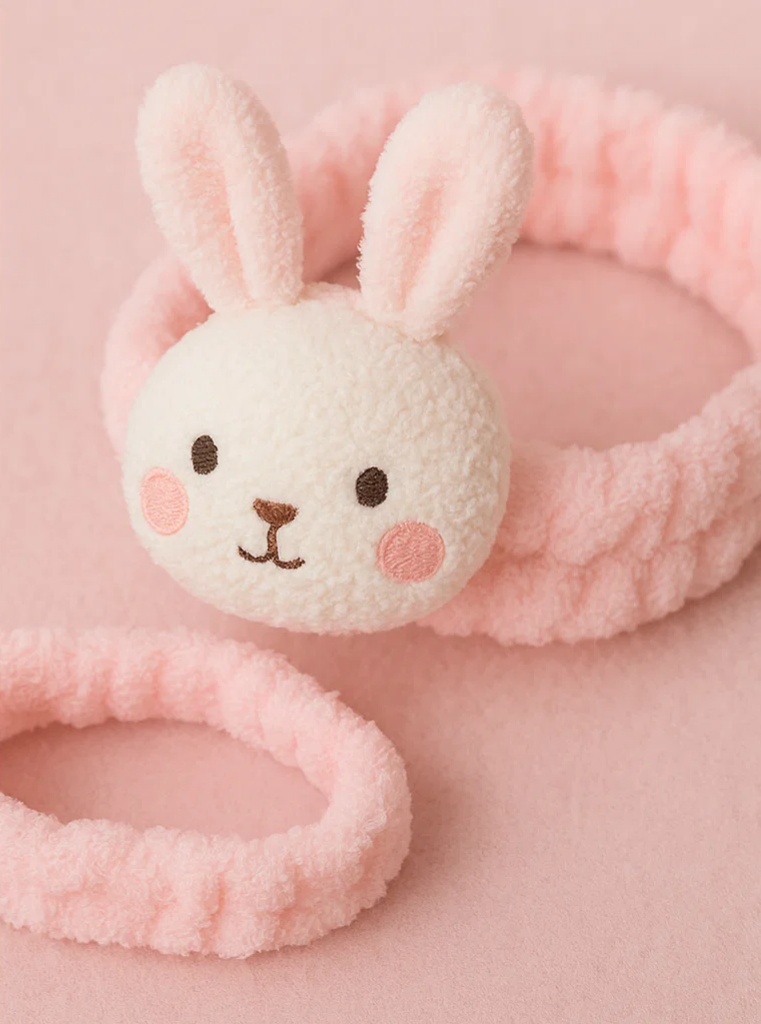 Tiara de pelúcia fofa para bebê – Boneca com orelhas de coelho rosa para recém-nascidos