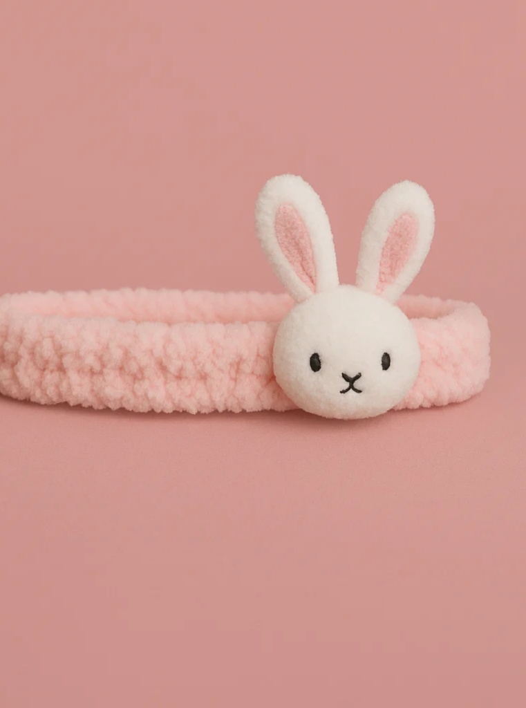 Niedliches Baby-Stirnband aus Plüsch – Rosa Hasenohren-Puppe für Neugeborene