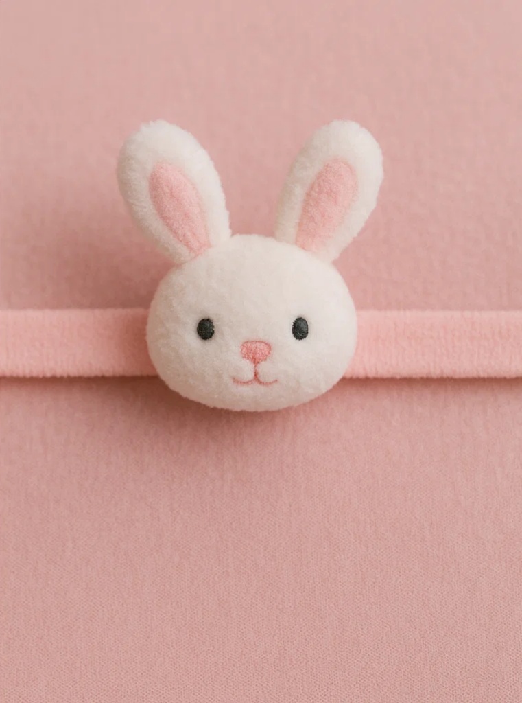 かわいいベビーぬいぐるみヘッドバンド – 新生児用ピンクうさ耳人形