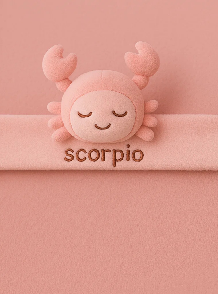 Cute Baby Zodiac Plush Headband – Pink Scorpio Crab Doll for Newborns