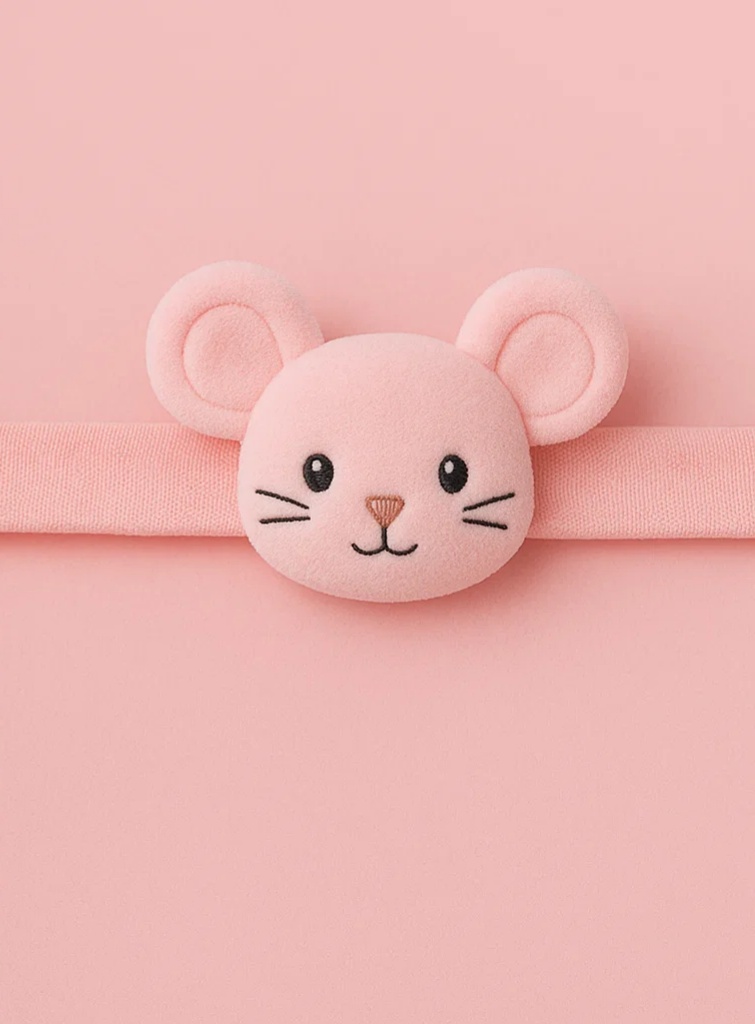 Cute Baby Plush Headband – Pink Mouse Doll for Newborns