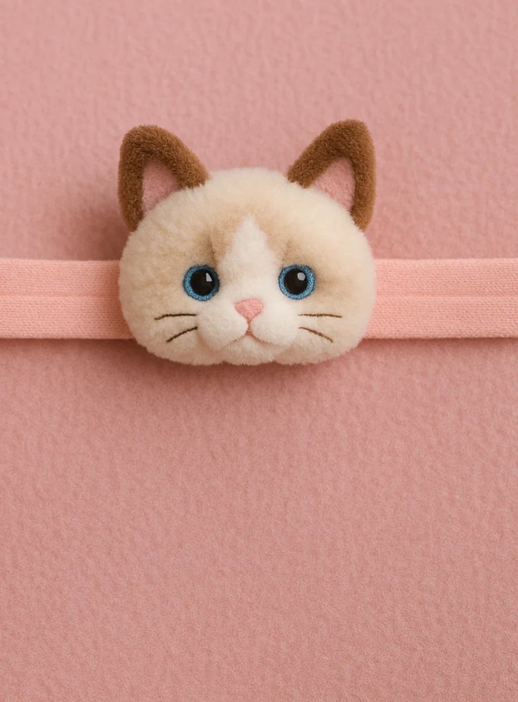 Tiara de pelúcia fofa para bebê – Boneca rosa de gato siamês para recém-nascidos