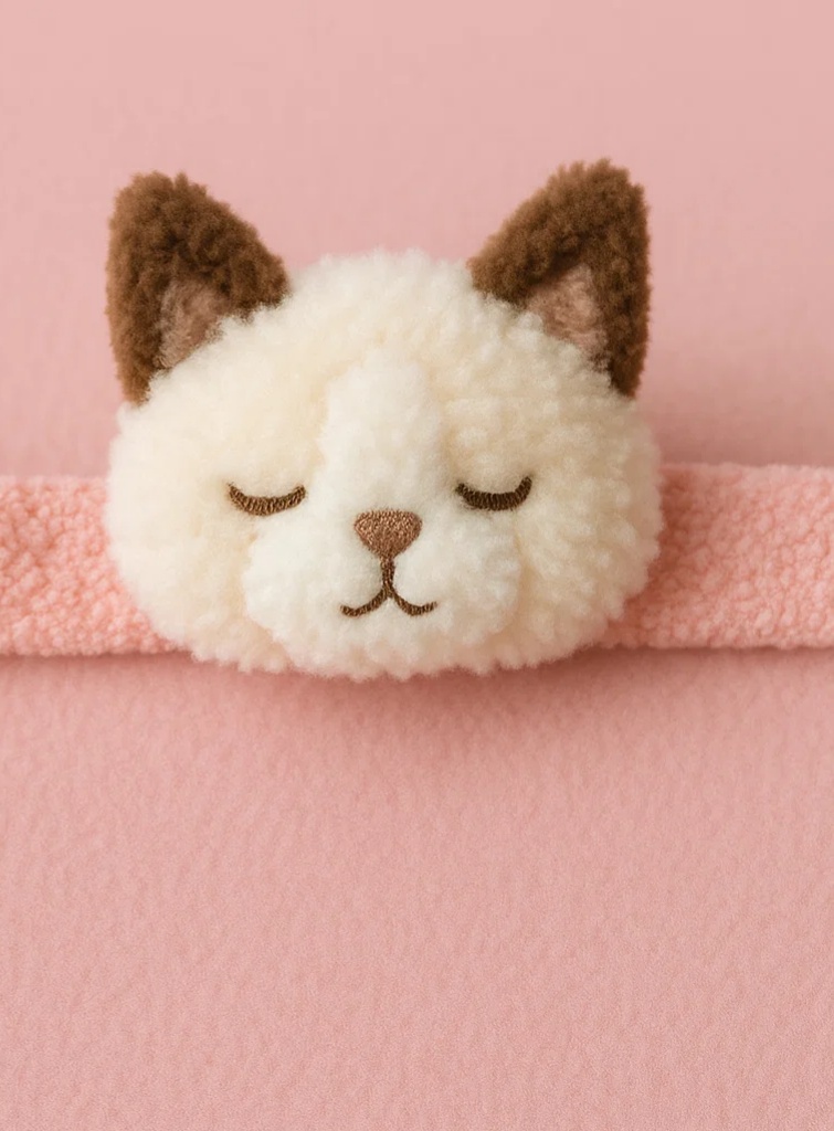 かわいいベビーぬいぐるみヘッドバンド – 新生児用ピンクのシャム猫人形