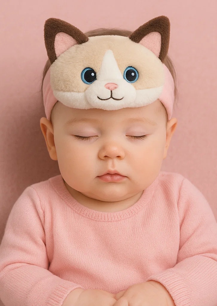 Bandeau peluche bébé mignon – Poupée chat siamois rose pour nouveau-nés