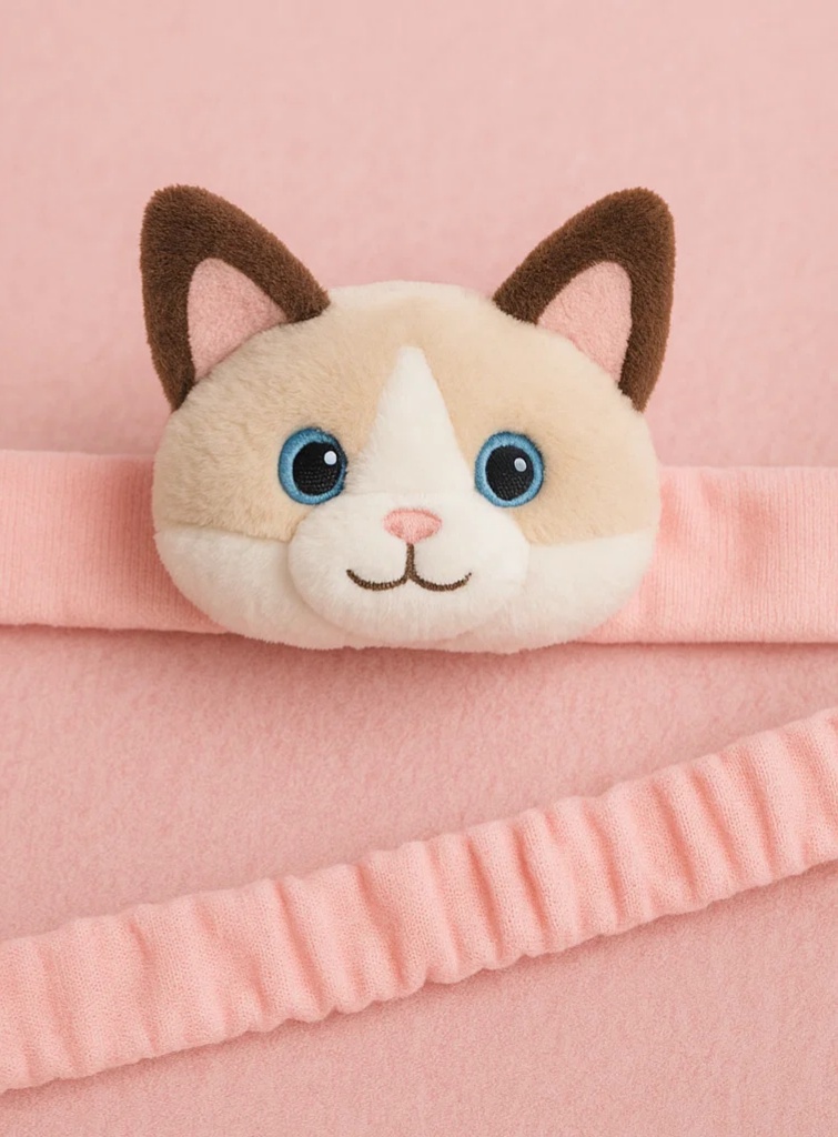 Bandeau peluche bébé mignon – Poupée chat siamois rose pour nouveau-nés