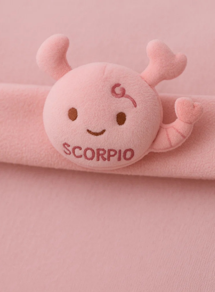 Cute Baby Zodiac Plush Headband – Pink Scorpio Star Sign Doll for Newborns
