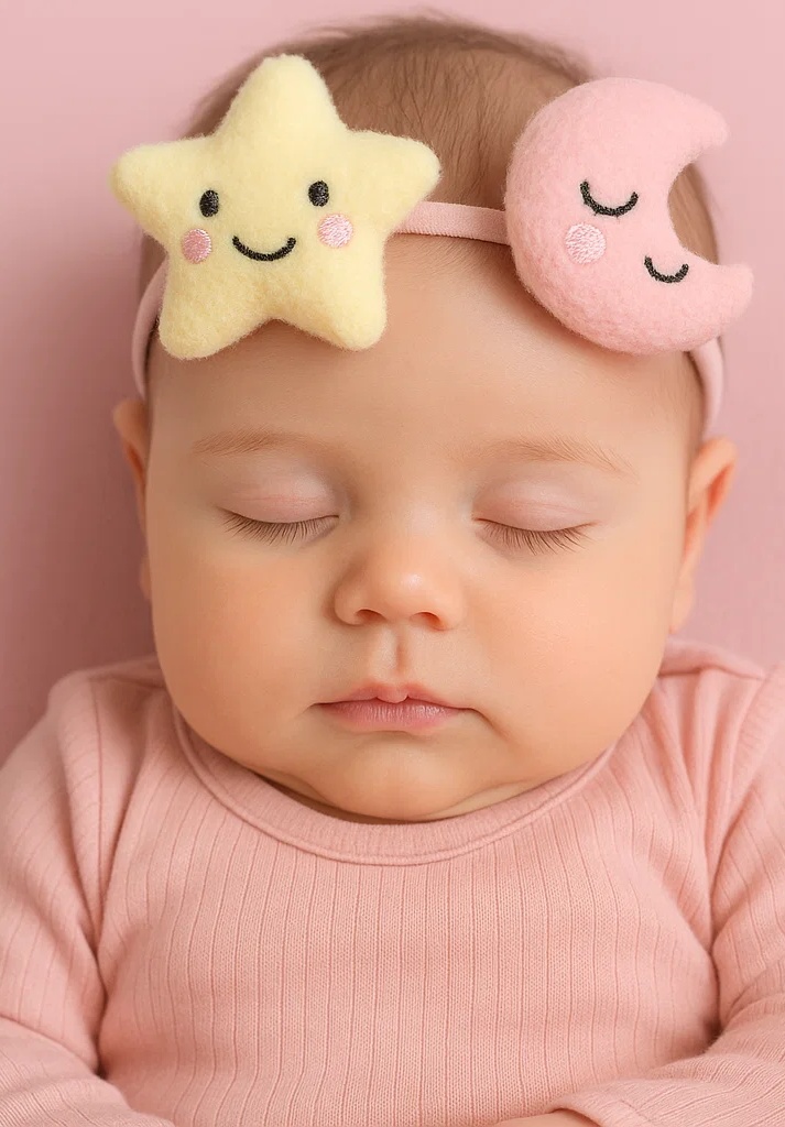 Plüsch-Baby-Stirnband mit Stern und Mond – Weiches Cartoon-Stirnband für Neugeborene & Säuglinge