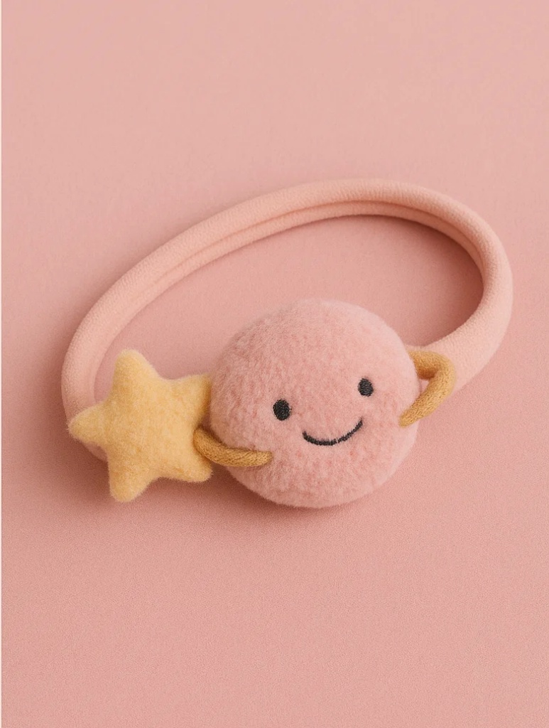 笑顔の惑星と星のぬいぐるみベビーヘアバンド – 柔らかくて可愛い新生児用ヘアバンド