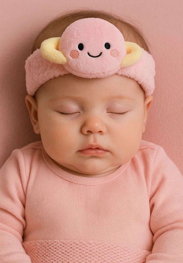 Diadema de bebé con planeta sonriente y estrella de peluche – Diadema suave y adorable para recién nacidos