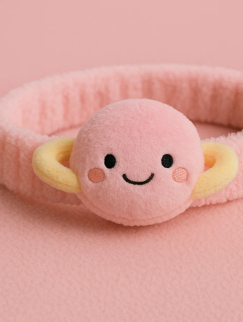 Diadema de bebé con planeta sonriente y estrella de peluche – Diadema suave y adorable para recién nacidos