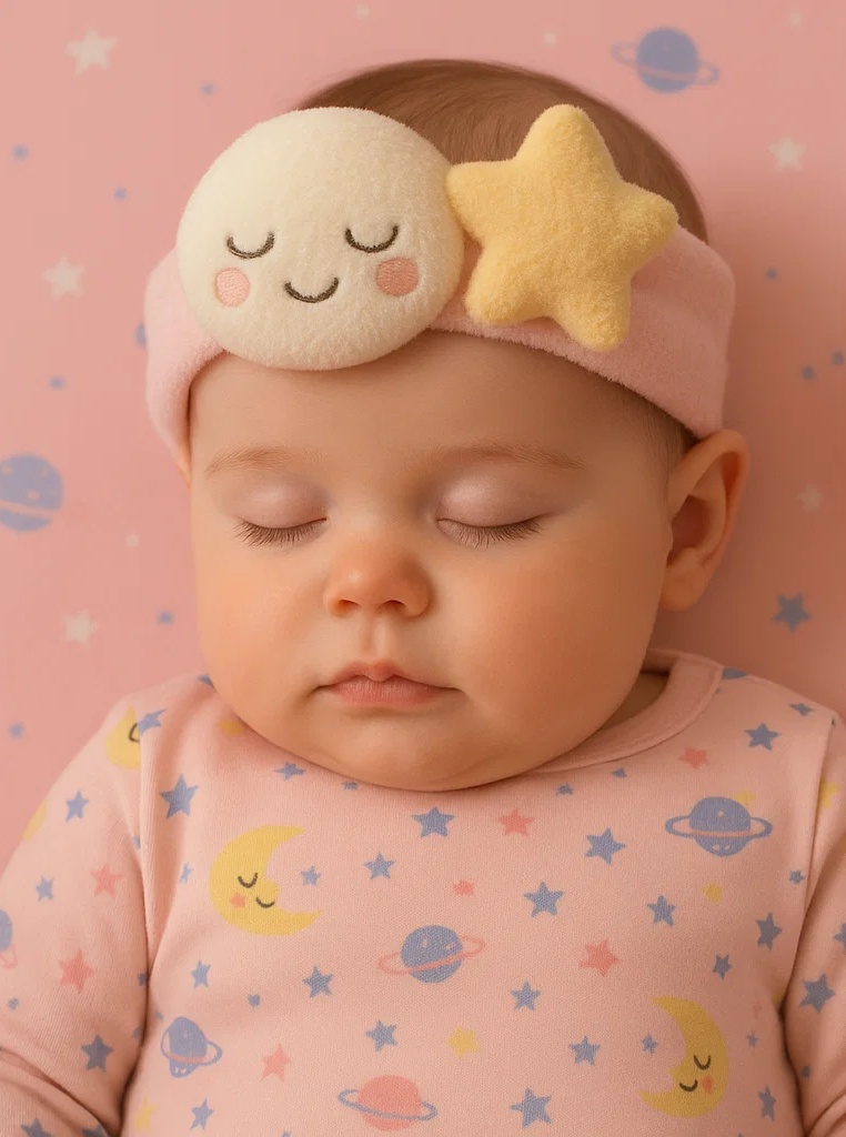 Baby Headband with Star and Moon Plush Decoration | Soft Cute Infant Headband