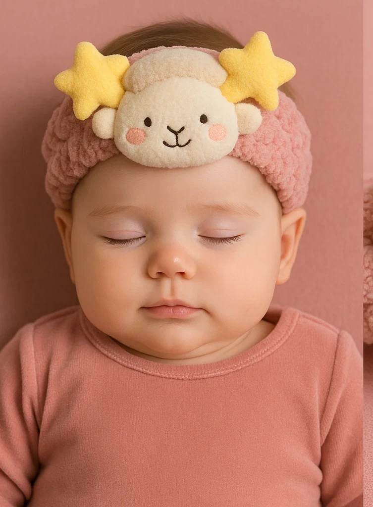 Sagittarius Star Sheep Plush Baby Headband – Soft Pink Zodiac Hairband for Newborn Girls