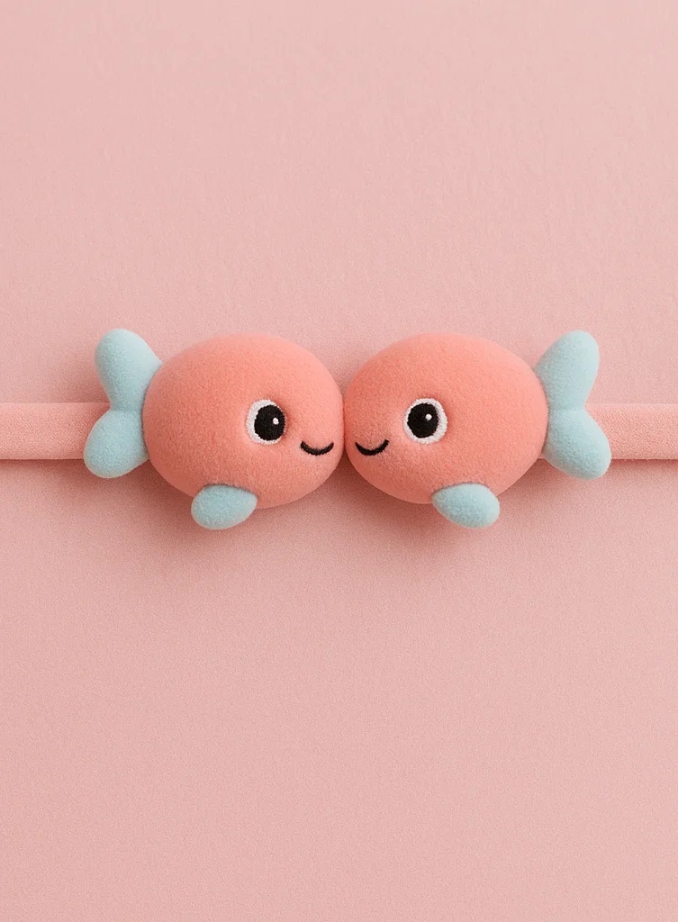 Pisces Fish Plush Baby Headband – Soft Double Fish Hairband for Newborn Girls