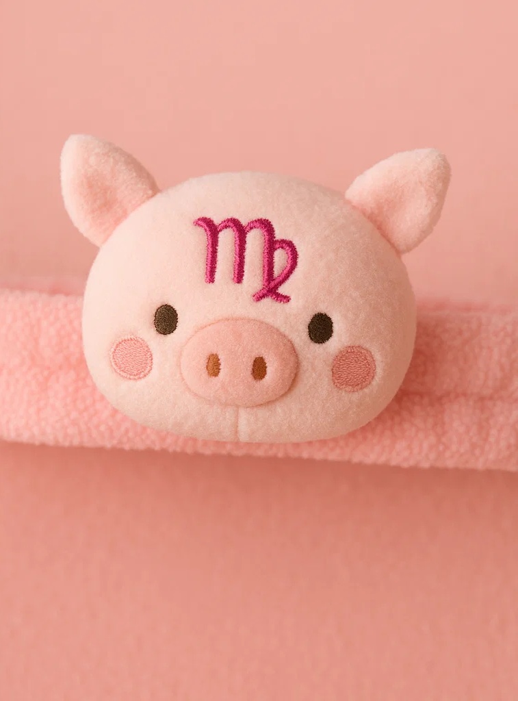 Tiara de pelúcia de bebê signo do zodíaco – Boneca rosa de Porco Virgem para recém-nascidos
