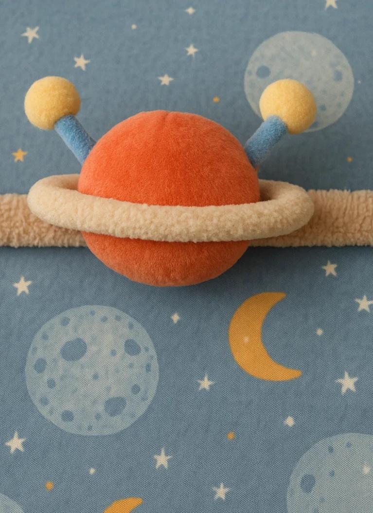 Cinta para el cabello de peluche para bebé Marte – planeta roja suave con diseño de anillo