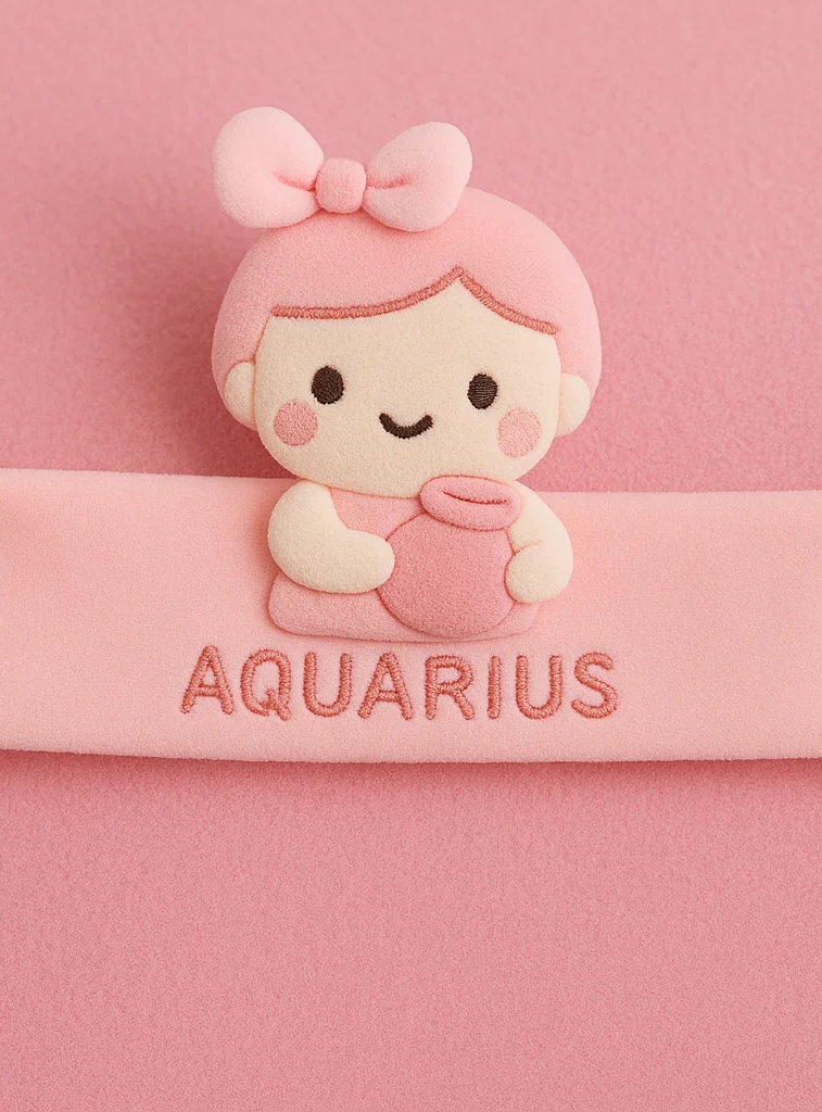 Cute Baby Zodiac Plush Headband – Pink Aquarius Girl Star Sign Doll for Newborns