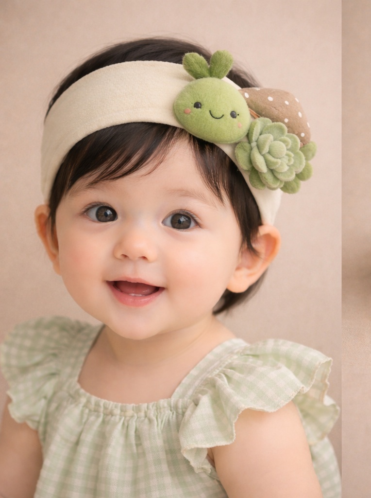 Faixa de cabelo para bebê com boneca broto fofa – macia, elástica e ideal para atacado (B2B)