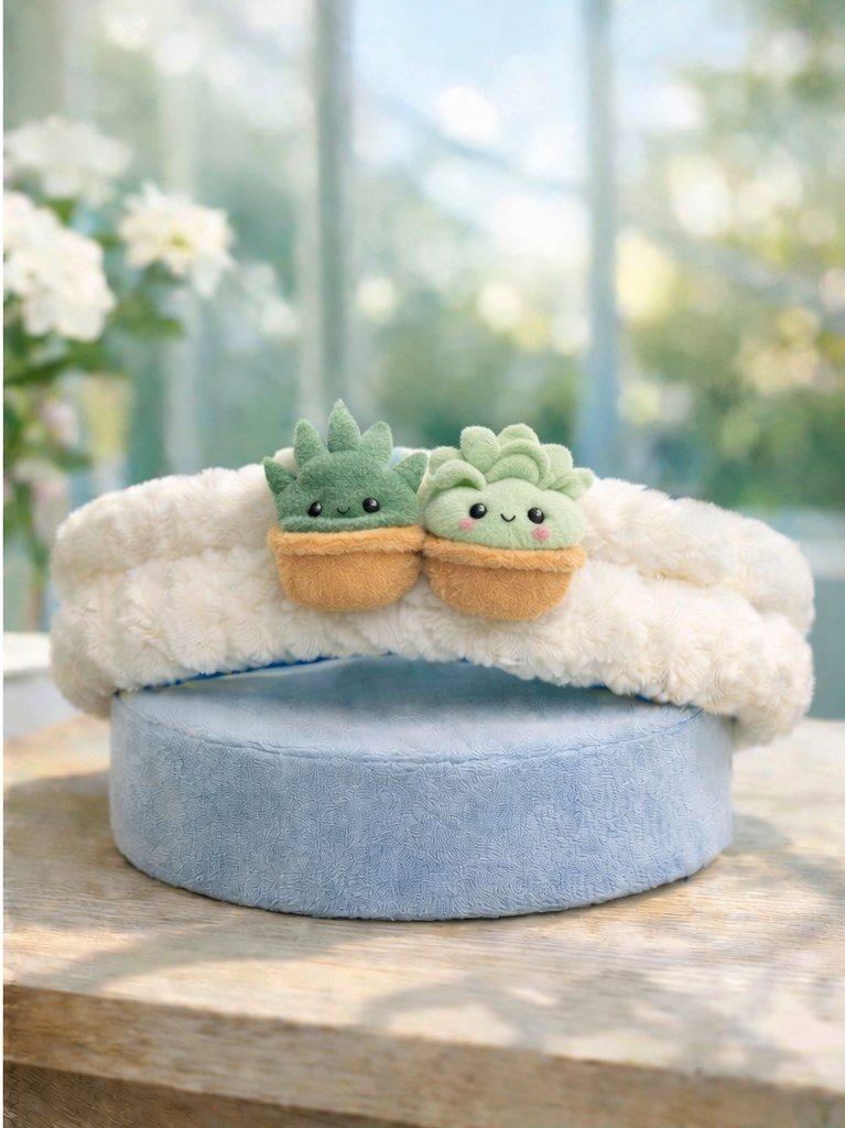 Bandeau bébé en peluche avec duo de plantes