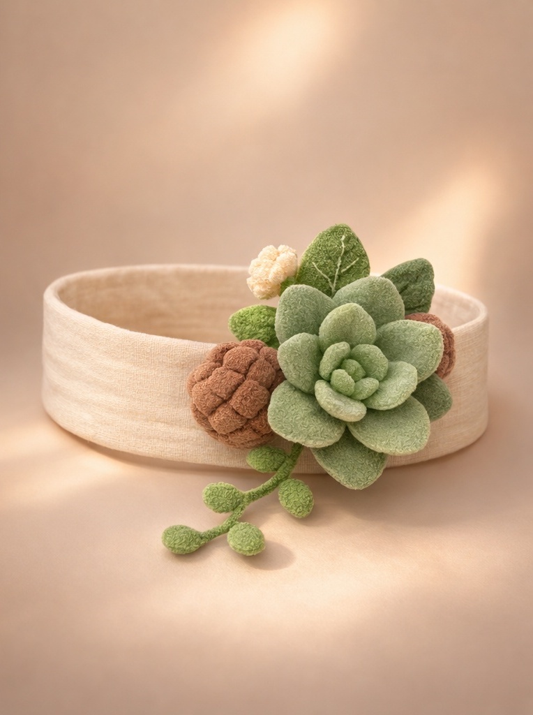 Diadema para bebé con muñeca suculenta floral – suave, elástica y perfecta para mayoristas (B2B)