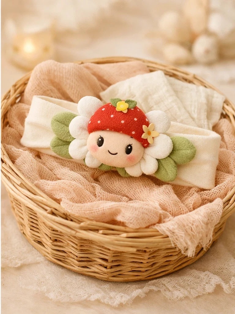 Baby-Stirnband mit Erdbeerpuppe für den Großhandel – sanftes Boutique-Accessoire für Private Label