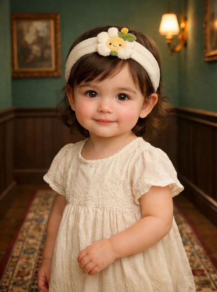 Diadema para bebé con flor blanca de felpa – producto estrella para mayoristas y boutiques infantiles