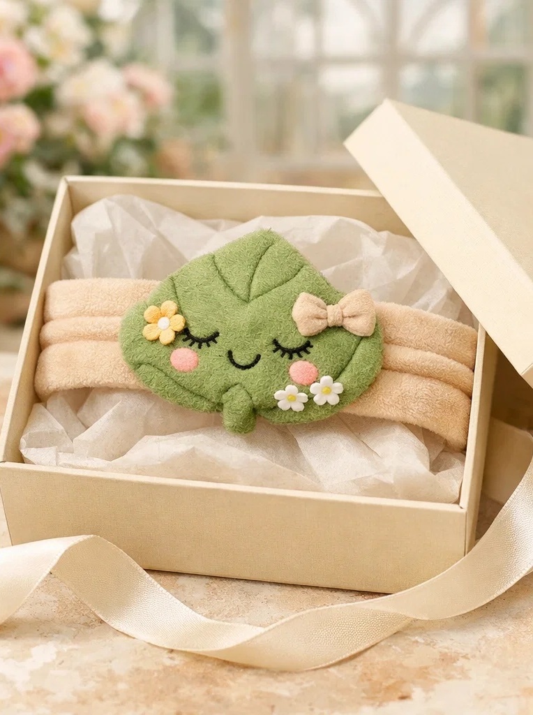 Custom Leaf Plush Baby Headband with Bow – Boutique Infant Hair Accessory OEM Supplier