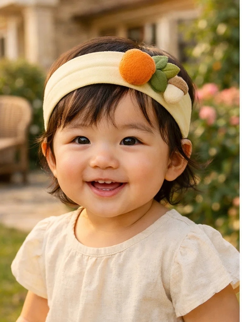 Orange & Acorn Baby Headband – Forest-Themed Design, Bulk-Friendly Packaging