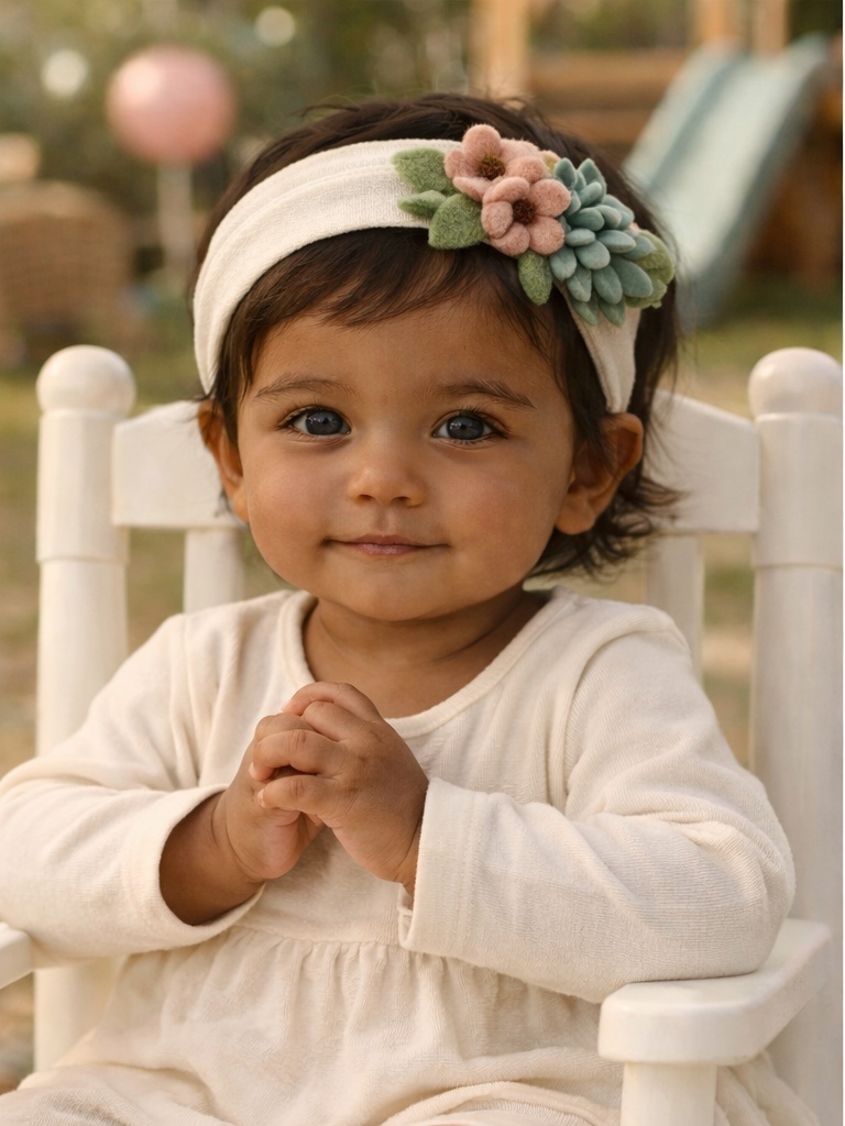 Succulent Felt Baby Headband – Pastel Bloom Design for Stylish Infant Outfits