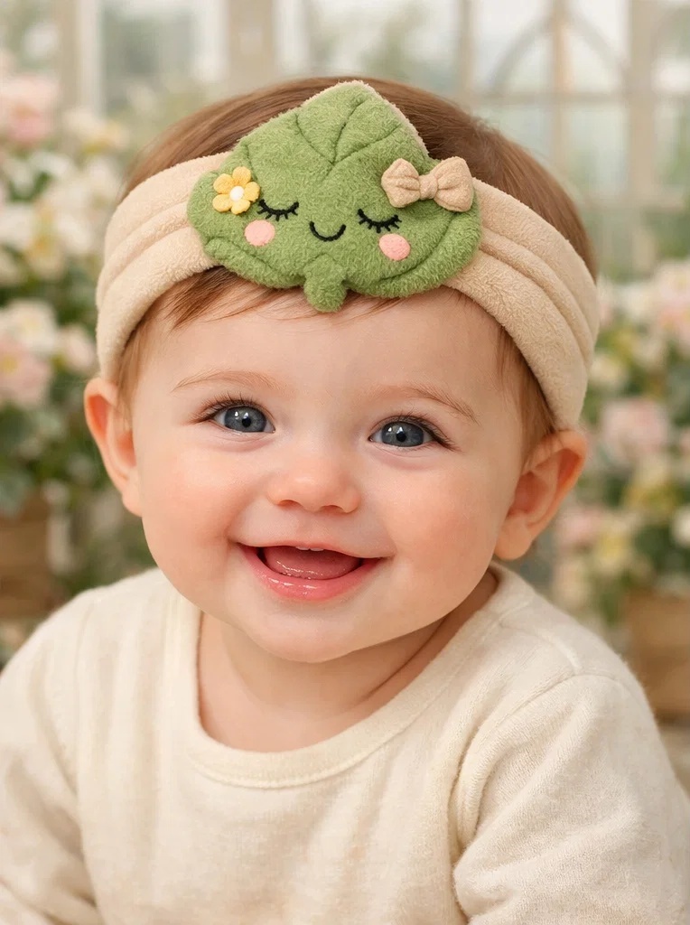 Custom Leaf Plush Baby Headband with Bow – Boutique Infant Hair Accessory OEM Supplier