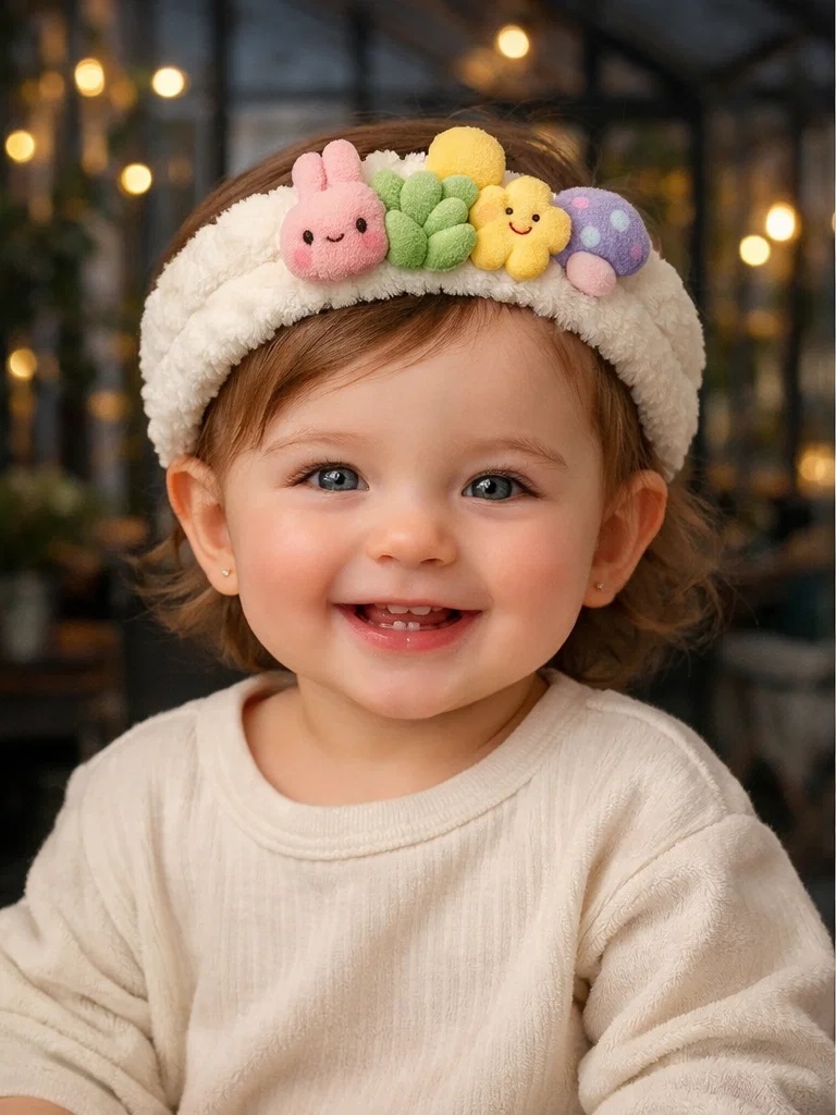 Adorable Bunny & Mushroom Plush Baby Headband – Popular Baby Boutique Hair Accessory