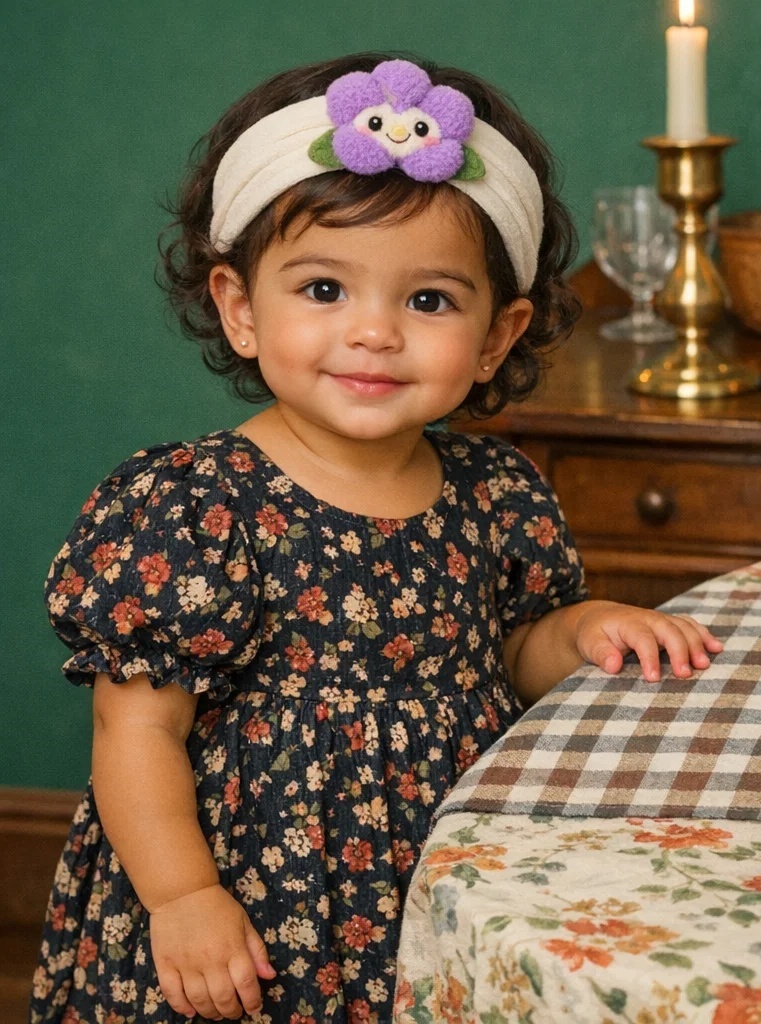 Purple Plush Flower Baby Headband - Cute and Comfortable for Daily Wear