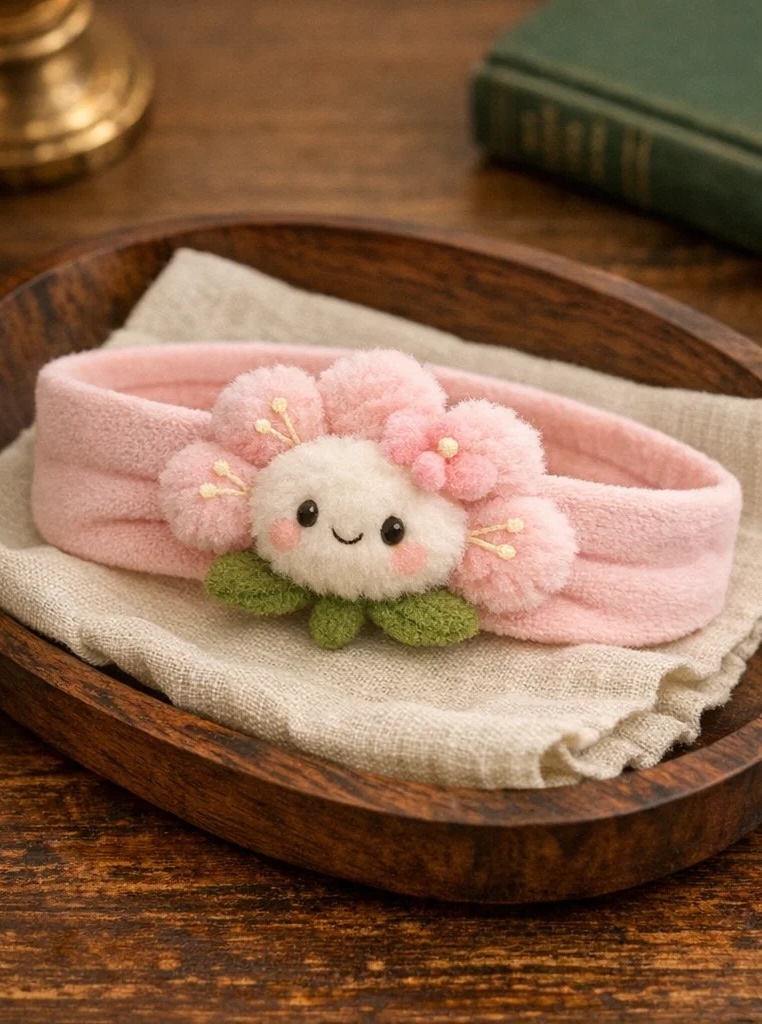 Bandeau bébé avec fleur rose en peluche – un article gagnant pour grossistes et boutiques cadeaux