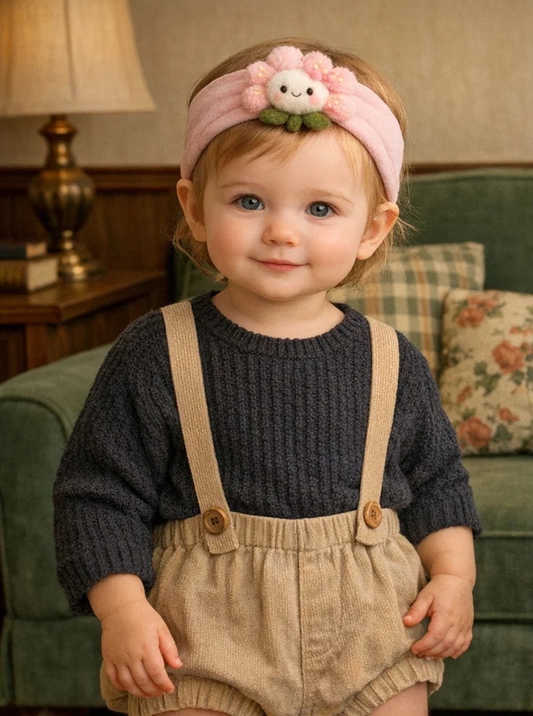 Bandeau bébé avec fleur rose en peluche – un article gagnant pour grossistes et boutiques cadeaux