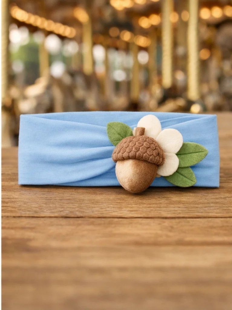 Blue Acorn Floral Baby Headband – Soft Elastic Fit, Suitable for Festivals and Gifts