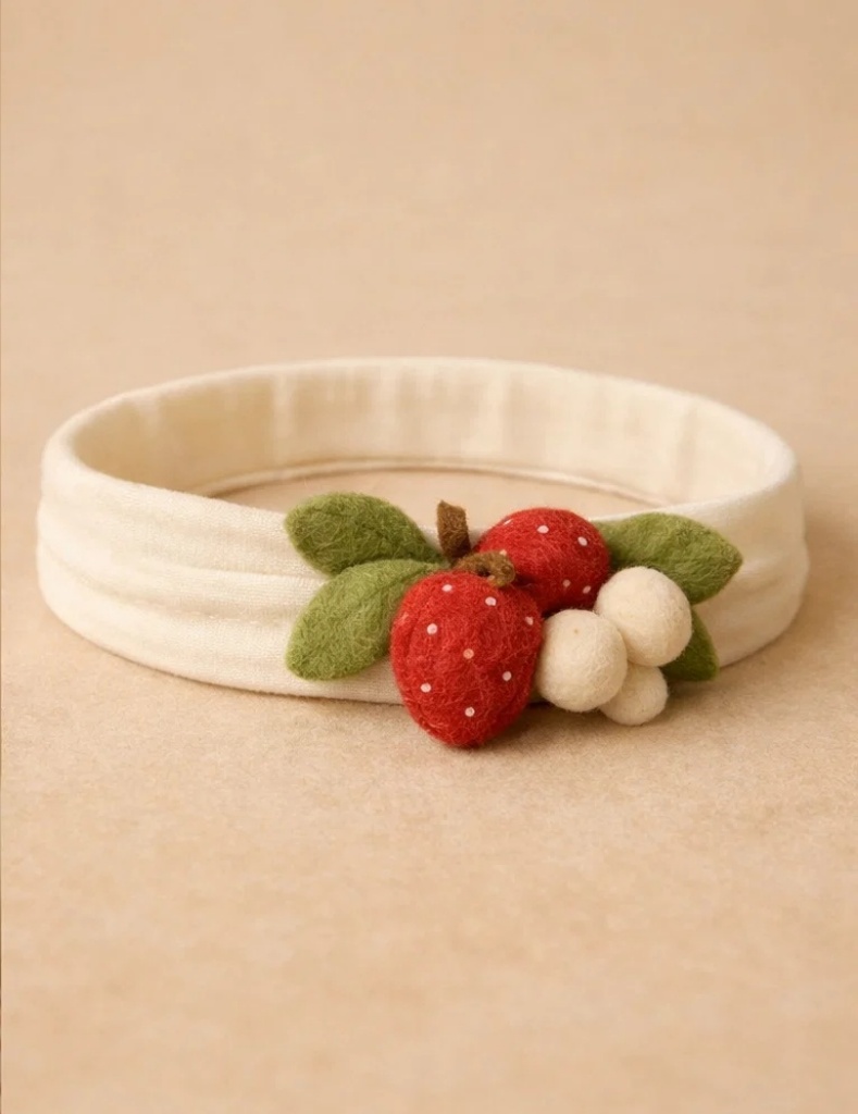 Bandeau bébé avec double fraise – Idéal pour les revendeurs B2B à la recherche d’un charme naturel