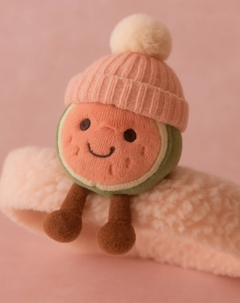 Pink Watermelon Plush Baby Headband – Cute Cartoon Infant Hair Accessory