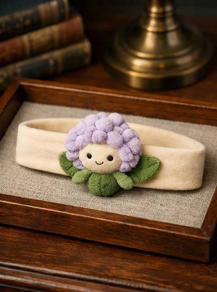 Faixa de cabelo para bebê com flor roxa de pelúcia – escolha ideal para atacado e lojas infantis