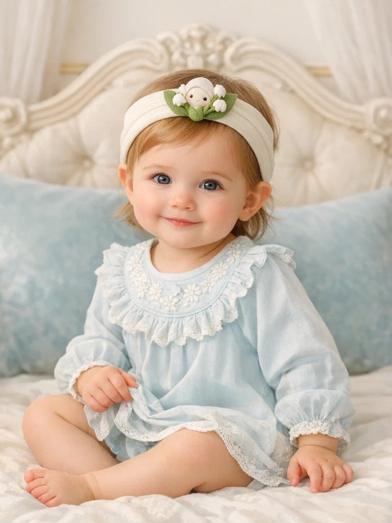 Diadema para bebé con muñeca flor de felpa y bellota al por mayor – accesorio suave para boutique y marca privada