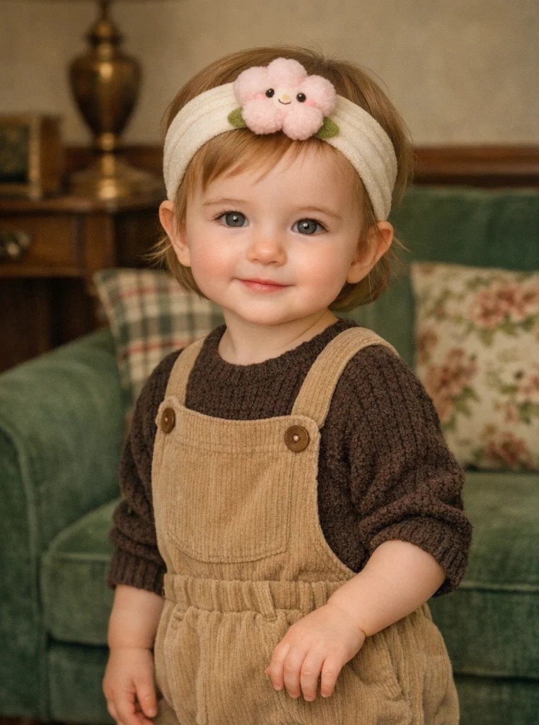 Bandeau bébé avec fleur rose en peluche – un article gagnant pour grossistes et boutiques cadeaux