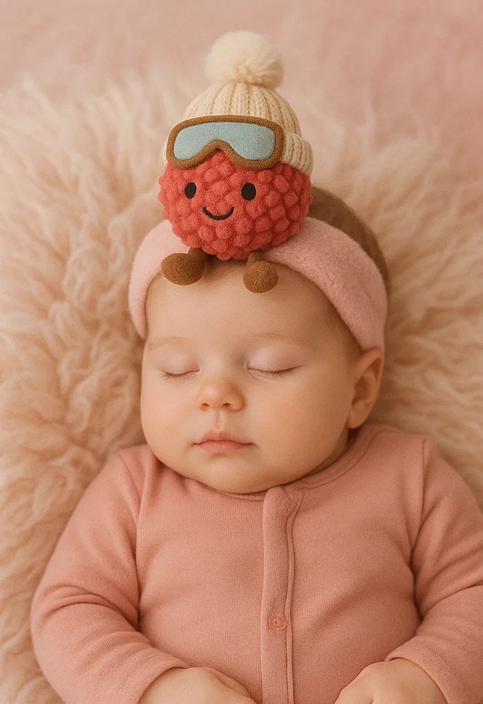 Red Ski Goggles Plush Baby Headband – Cute Cartoon Infant Hair Accessory