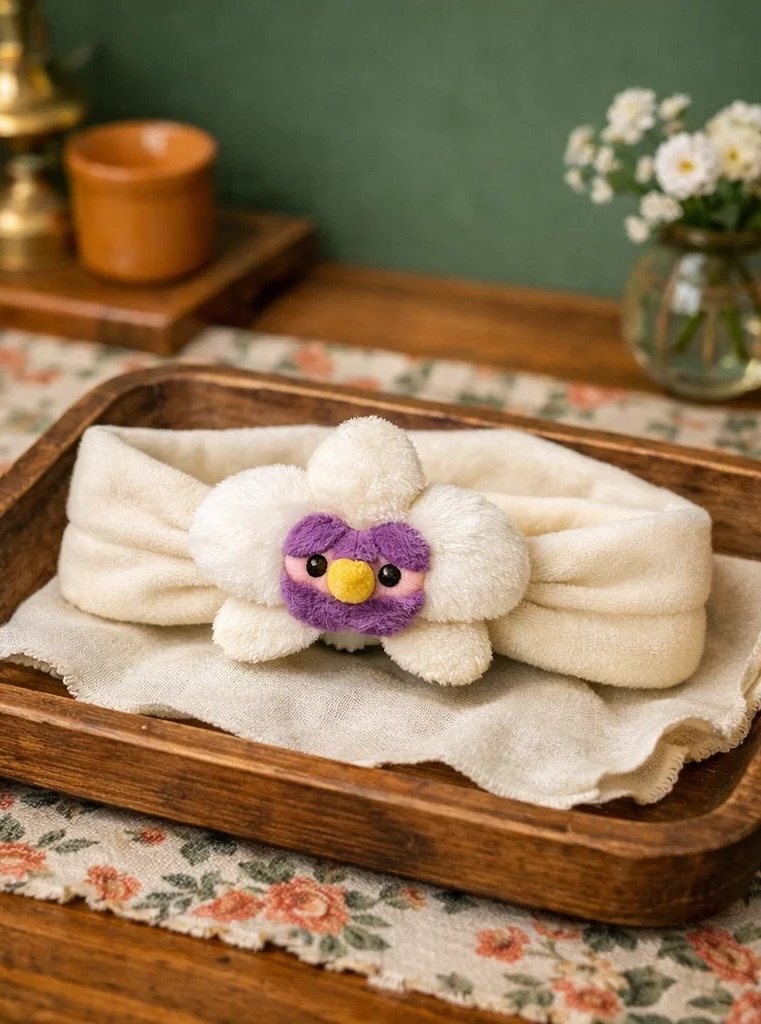 Plush Baby Headband with Adorable Purple Flower - The Perfect Gift for Newborn Girls
