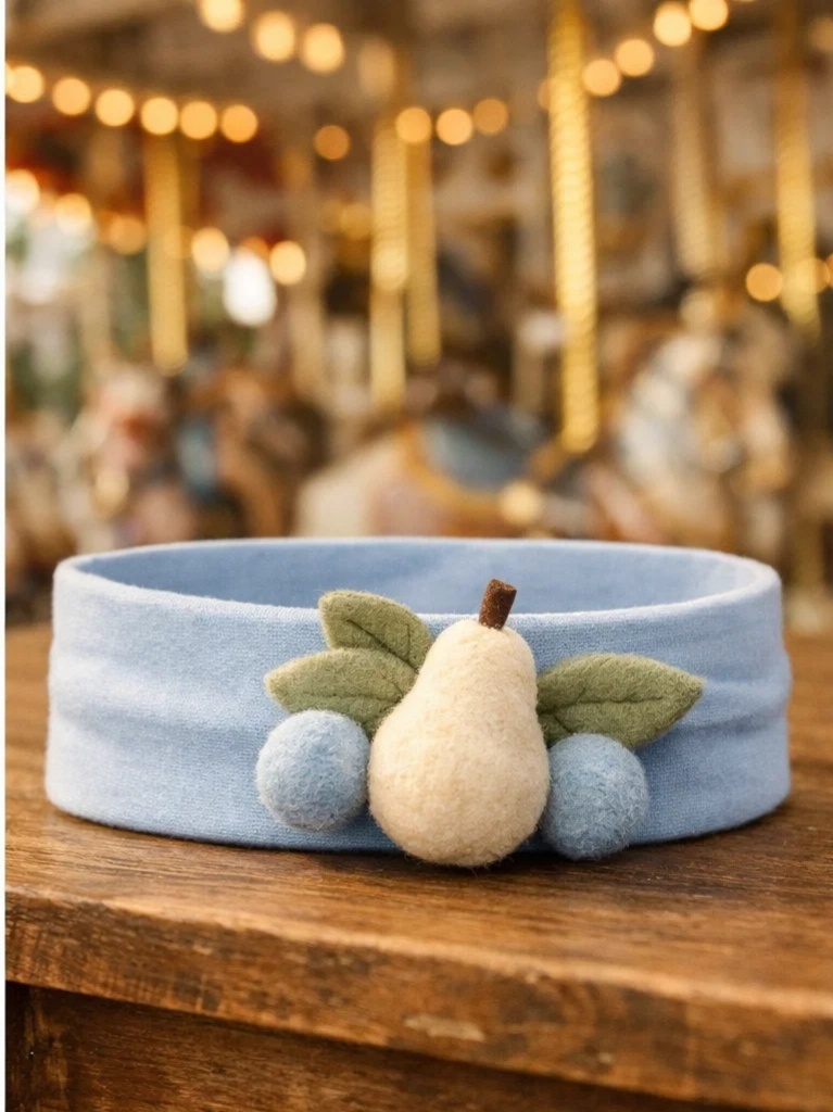 Pear and Blueberry Baby Headband – Unique Handmade Style, Ideal for Boutique Retailers