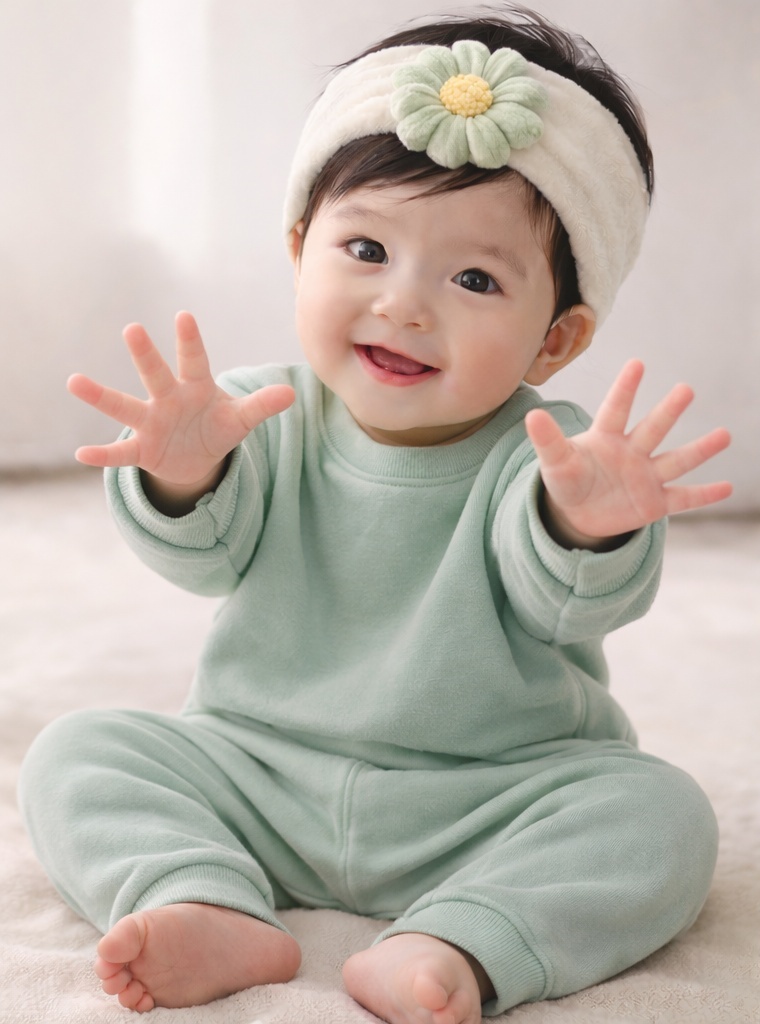 Cute Smiling Daisy Baby Headband – Plush and Adjustable for Newborns