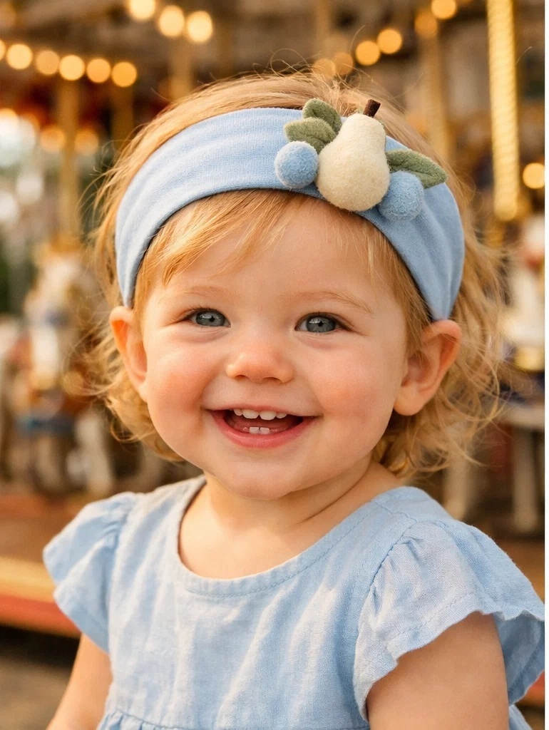 Pear and Blueberry Baby Headband – Unique Handmade Style, Ideal for Boutique Retailers